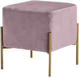 Isla Velvet / Engineered Wood / Stainless Steel / Foam Contemporary Pink Velvet Ottoman/Stool - 15.5" W x 15.5" D x 17.5" H