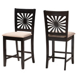 Baxton Studio Olympia Modern Beige Fabric and Espresso Brown Finished Wood Counter Stool