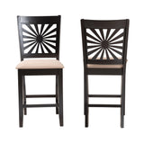 Baxton Studio Olympia Modern Beige Fabric and Espresso Brown Finished Wood Counter Stool