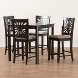 Baxton Studio Olympia Modern Beige Fabric and Espresso Brown Finished Wood 5-Piece Pub Set