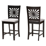 Baxton Studio Olympia Modern Grey Fabric and Espresso Brown Finished Wood Counter Stool