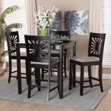 Baxton Studio Olympia Modern Grey Fabric and Espresso Brown Finished Wood 5-Piece Pub Set