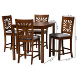 Baxton Studio Olympia Modern Grey Fabric and Walnut Brown Finished Wood 5-Piece Pub Set