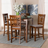 Baxton Studio Olympia Modern Grey Fabric and Walnut Brown Finished Wood 5-Piece Pub Set