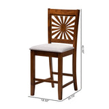 Baxton Studio Olympia Modern Grey Fabric and Walnut Brown Finished Wood Counter Stool