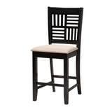 Baxton Studio Deanna Modern Beige Fabric and Dark Brown Finished Wood 5-Piece Pub Set