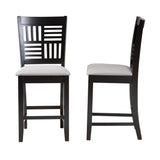 Baxton Studio Deanna Modern Grey Fabric and Dark Brown Finished Wood 2-Piece Counter Stool Set