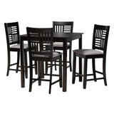 Baxton Studio Deanna Modern Grey Fabric and Dark Brown Finished Wood 5-Piece Pub Set