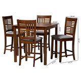 Baxton Studio Deanna Modern Grey Fabric and Walnut Brown Finished Wood 5-Piece Pub Set