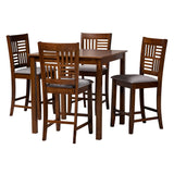 Baxton Studio Deanna Modern Grey Fabric and Walnut Brown Finished Wood 5-Piece Pub Set