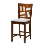 Baxton Studio Deanna Modern Grey Fabric and Walnut Brown Finished Wood 5-Piece Pub Set