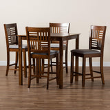 Baxton Studio Deanna Modern Grey Fabric and Walnut Brown Finished Wood 5-Piece Pub Set