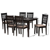 Baxton Studio Florencia Modern Beige Fabric and Espresso Brown Finished Wood 7-Piece Dining Set