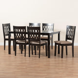 Baxton Studio Florencia Modern Beige Fabric and Espresso Brown Finished Wood 7-Piece Dining Set