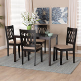 Baxton Studio Florencia Modern Beige Fabric and Espresso Brown Finished Wood 5-Piece Dining Set