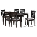 Baxton Studio Florencia Modern Grey Fabric and Espresso Brown Finished Wood 7-Piece Dining Set