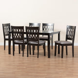 Baxton Studio Florencia Modern Grey Fabric and Espresso Brown Finished Wood 7-Piece Dining Set