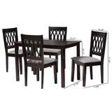 Baxton Studio Florencia Modern Grey Fabric and Espresso Brown Finished Wood 5-Piece Dining Set