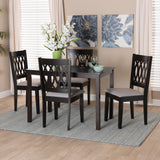 Baxton Studio Florencia Modern Grey Fabric and Espresso Brown Finished Wood 5-Piece Dining Set