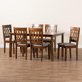 Baxton Studio Florencia Modern Grey Fabric and Walnut Brown Finished Wood 7-Piece Dining Set