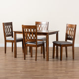 Baxton Studio Florencia Modern Grey Fabric and Walnut Brown Finished Wood 5-Piece Dining Set