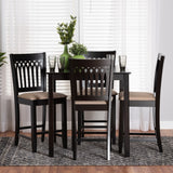 Baxton Studio Genesis Modern Beige Fabric and Dark Brown Finished Wood 5-Piece Pub Set