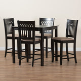 Baxton Studio Genesis Modern Beige Fabric and Dark Brown Finished Wood 5-Piece Pub Set