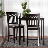 Baxton Studio Genesis Modern Grey Fabric and Dark Brown Finished Wood 2-Piece Counter Stool Set