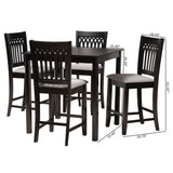 Baxton Studio Genesis Modern Grey Fabric and Dark Brown Finished Wood 5-Piece Pub Set