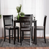 Baxton Studio Genesis Modern Grey Fabric and Dark Brown Finished Wood 5-Piece Pub Set