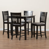 Baxton Studio Genesis Modern Grey Fabric and Dark Brown Finished Wood 5-Piece Pub Set