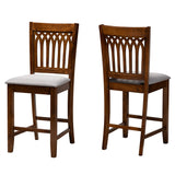 Baxton Studio Genesis Modern Grey Fabric and Walnut Brown Finished Wood 2-Piece Counter Stool Set