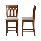 Baxton Studio Genesis Modern Grey Fabric and Walnut Brown Finished Wood 2-Piece Counter Stool Set