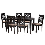 Baxton Studio Abigail Modern Beige Fabric and Dark Brown Finished Wood 7-Piece Dining Set