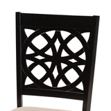Baxton Studio Abigail Modern Beige Fabric and Dark Brown Finished Wood 2-Piece Dining Chair Set