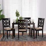 Baxton Studio Abigail Modern Beige Fabric and Dark Brown Finished Wood 5-Piece Dining Set