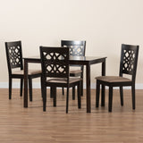 Baxton Studio Abigail Modern Beige Fabric and Dark Brown Finished Wood 5-Piece Dining Set