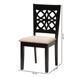 Baxton Studio Abigail Modern Beige Fabric and Dark Brown Finished Wood 2-Piece Dining Chair Set