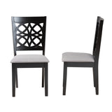 Baxton Studio Abigail Modern Grey Fabric and Dark Brown Finished Wood 2-Piece Dining Chair Set