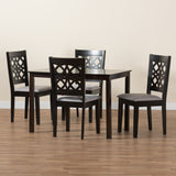 Baxton Studio Abigail Modern Grey Fabric and Dark Brown Finished Wood 5-Piece Dining Set