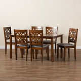 Baxton Studio Abigail Modern Grey Fabric and Walnut Brown Finished Wood 7-Piece Dining Set