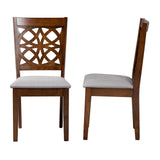 Baxton Studio Abigail Modern Grey Fabric and Walnut Brown Finished Wood 2-Piece Dining Chair Set