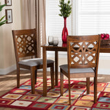 Baxton Studio Abigail Modern Grey Fabric and Walnut Brown Finished Wood 2-Piece Dining Chair Set
