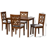 Baxton Studio Abigail Modern Grey Fabric and Walnut Brown Finished Wood 5-Piece Dining Set