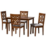 Baxton Studio Abigail Modern Grey Fabric and Walnut Brown Finished Wood 5-Piece Dining Set