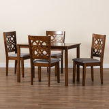 Baxton Studio Abigail Modern Grey Fabric and Walnut Brown Finished Wood 5-Piece Dining Set