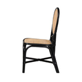 Baxton Studio Ayana Mid-Century Modern Two-Tone Black and Natural Brown Rattan Dining Chair