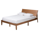 Eileen Mid-Century Transitional Walnut Brown Finished Wood Platform Bed