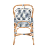 Baxton Studio Luciana Modern French Blue and White Weaving Natural Rattan Bistro Chair
