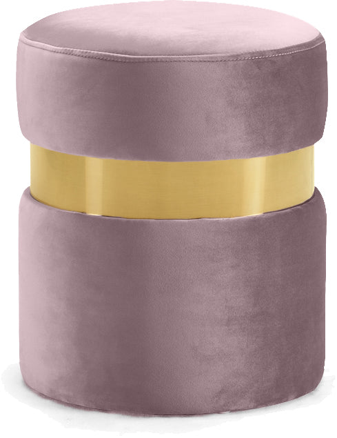Hailey Velvet / Engineered Wood / Stainless Steel / Foam Contemporary Pink Velvet Ottoman/Stool - 14.5" W x 14.5" D x 17.5" H